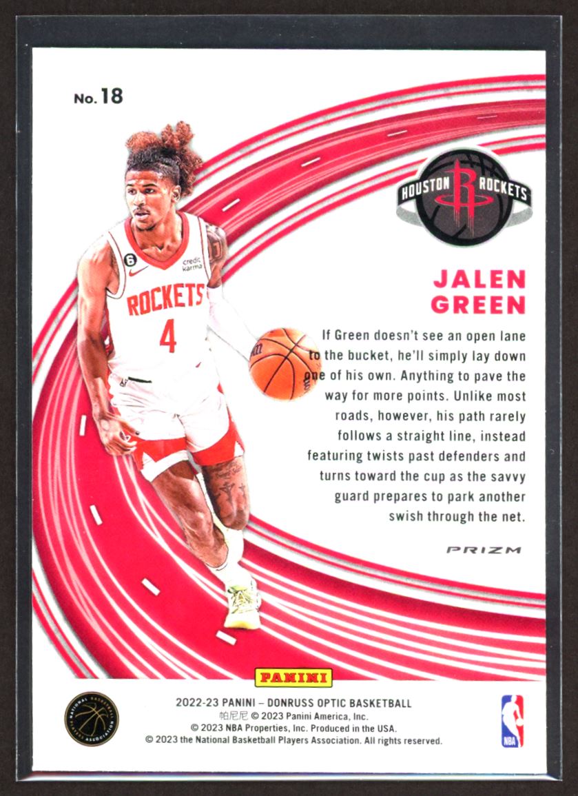 Jalen Green (b) 2022 Donruss Optic Express Lane Purple Prizm Card # 18