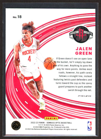 Jalen Green (b) 2022 Donruss Optic Express Lane Purple Prizm Card # 18