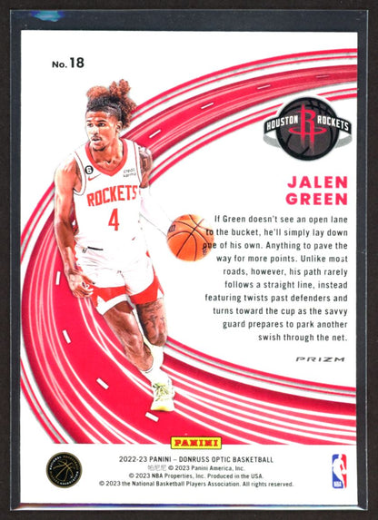 Jalen Green 2022 Donruss Optic Express Lane Purple Prizm Card # 18