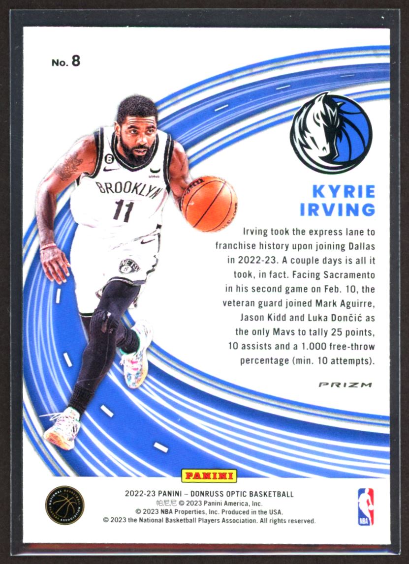 Kyrie Irving (b) 2022 Donruss Optic Express Lane Purple Prizm Card # 8