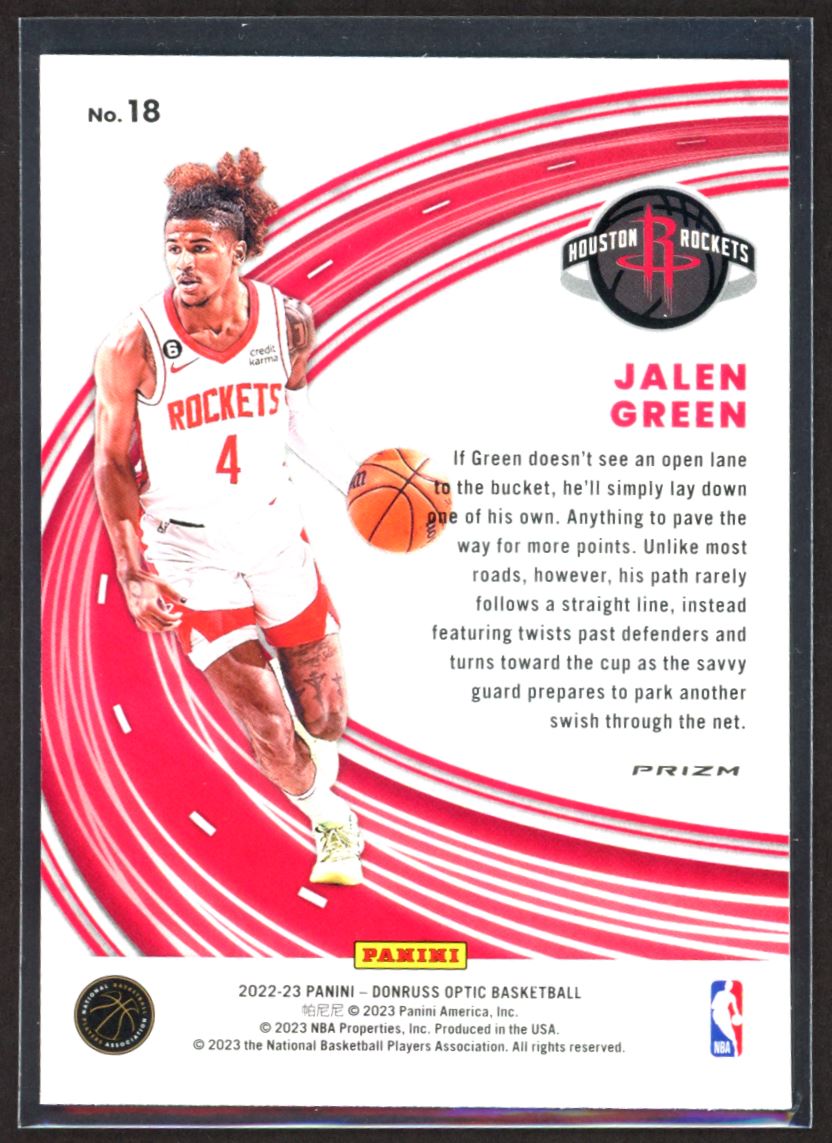 Jalen Green 2022 Donruss Optic Express Lane Silver Prizm Card # 18