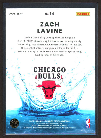 Zach LaVine 2022 Donruss Optic Splash Sliver Prizm Card # 14