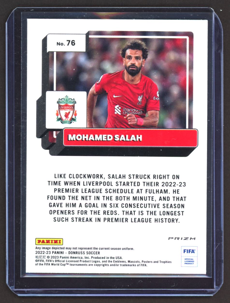 Mohamed Salah Red Photon SP Color Match 2022 Donruss Optic Card # 76