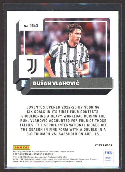 Dusan Vlahovic Silver Prizm 2022 Donruss Optic Card # 154