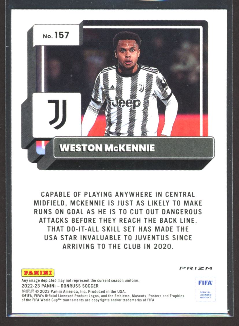 Weston McKennie Silver Prizm 2022 Donruss Optic Card # 157