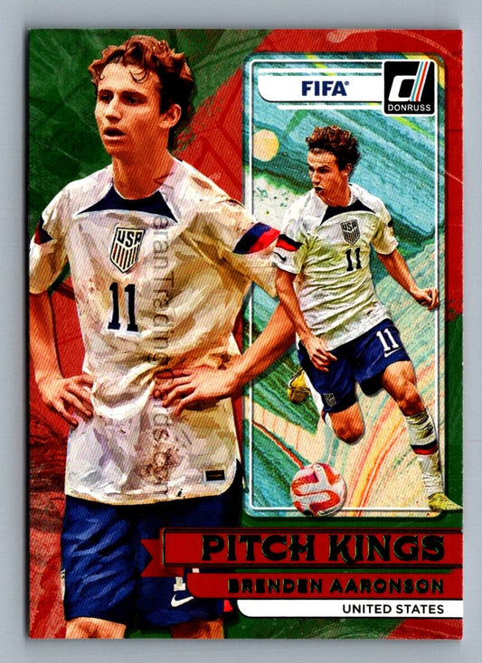 Brenden Aaronson Green 2022 Donruss Pitch Kings Card # 24