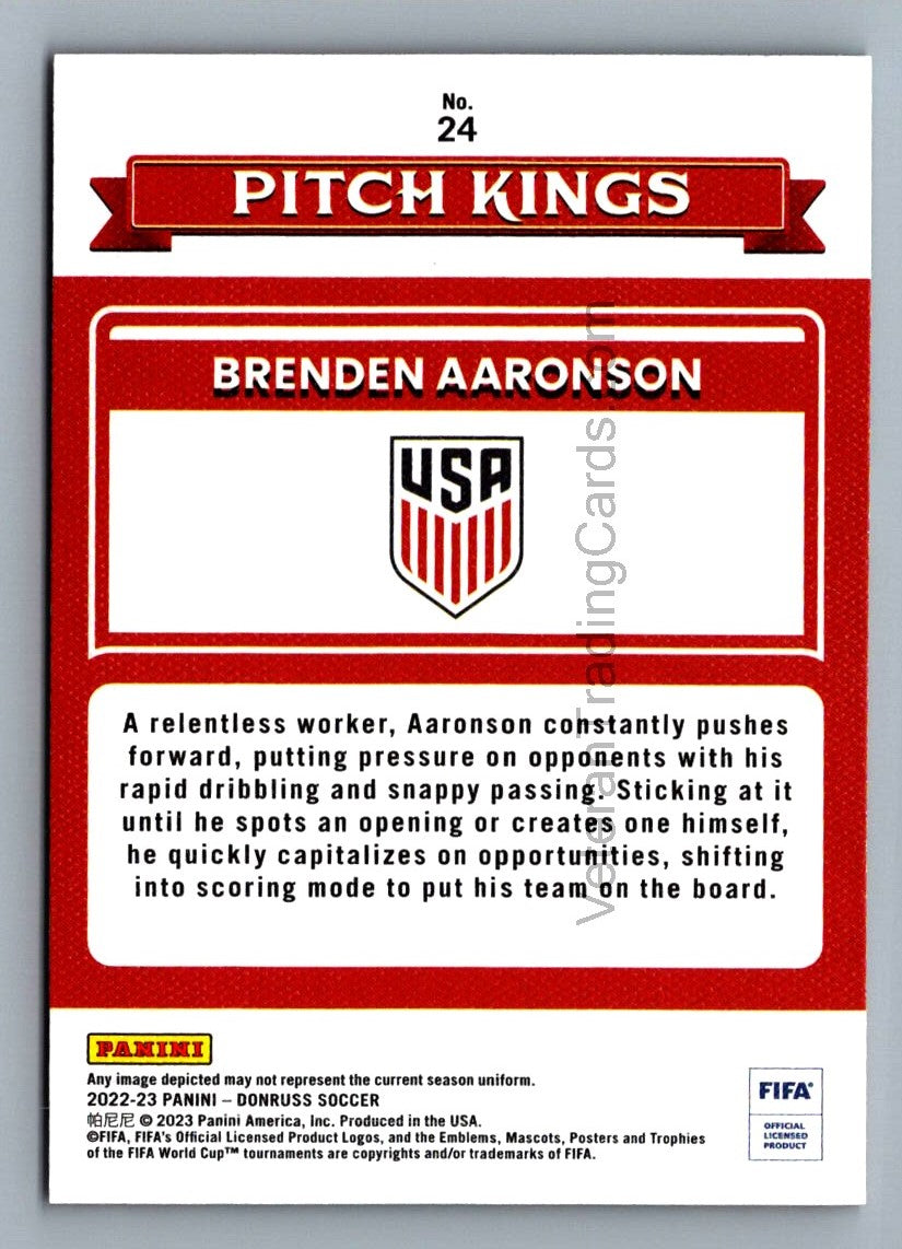 Brenden Aaronson Green 2022 Donruss Pitch Kings Card # 24