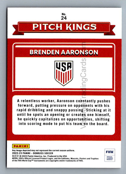 Brenden Aaronson Green 2022 Donruss Pitch Kings Card # 24