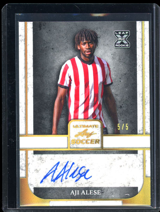 Aji Alese 5/5 2022 Leaf Ultimate Soccer Autograph Card # BA-AA1