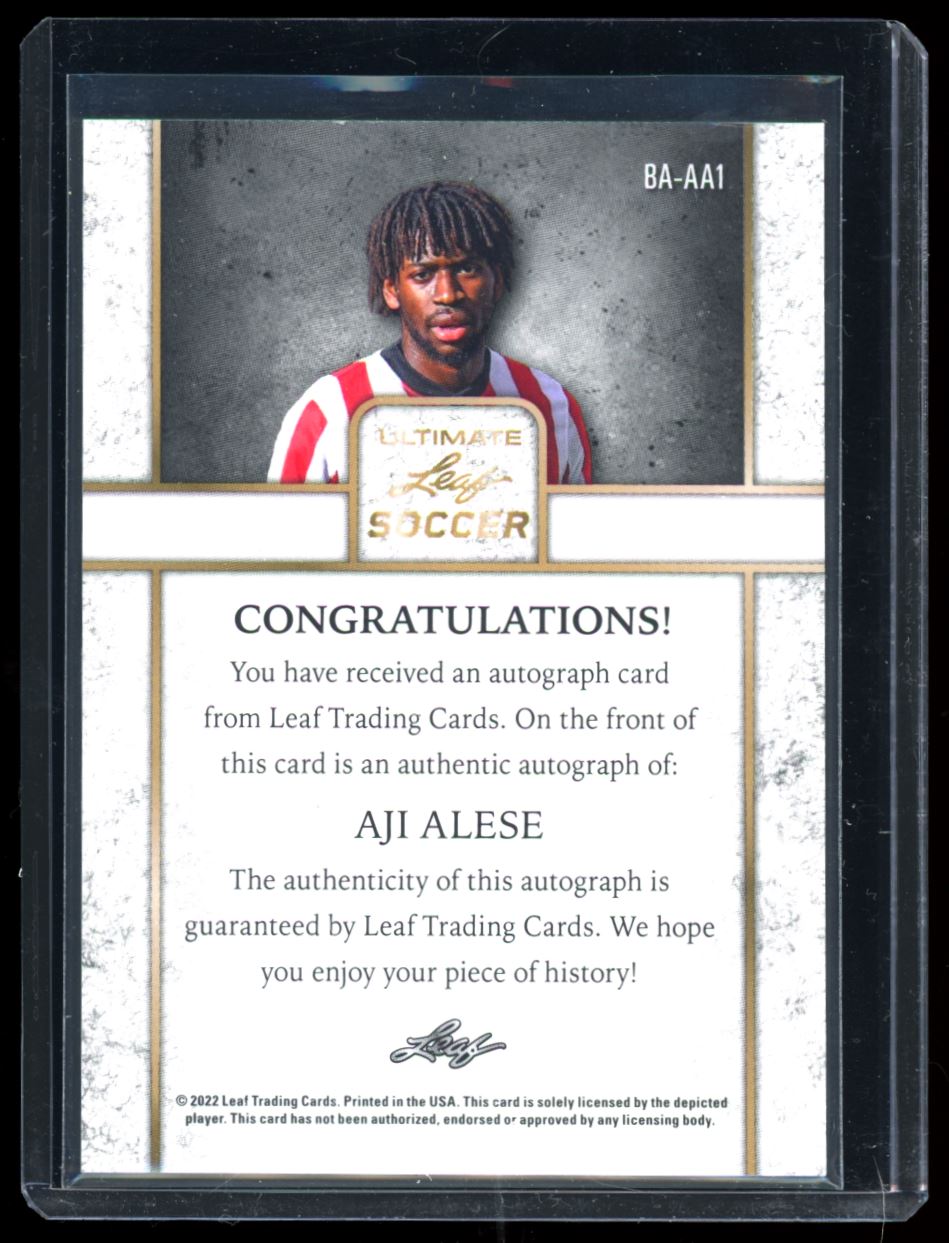 Aji Alese 5/5 2022 Leaf Ultimate Soccer Autograph Card # BA-AA1