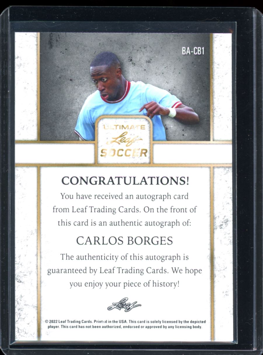 Carlos Borges 5/5 2022 Leaf Ultimate Soccer Autograph Card # BA-CB1