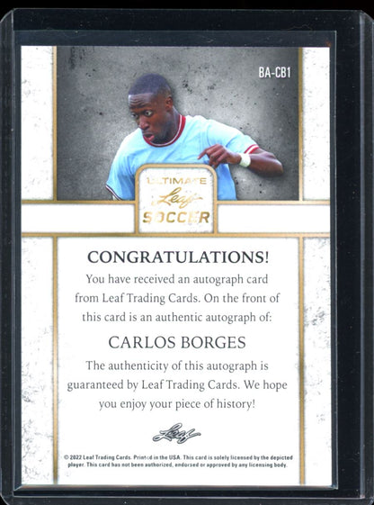 Carlos Borges 5/5 2022 Leaf Ultimate Soccer Autograph Card # BA-CB1