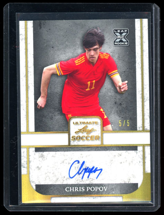 Chris Popov 5 /5 2022 Leaf Ultimate Soccer Autograph Card # BA-CP2