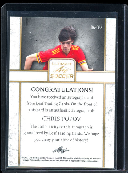 Chris Popov 5 /5 2022 Leaf Ultimate Soccer Autograph Card # BA-CP2