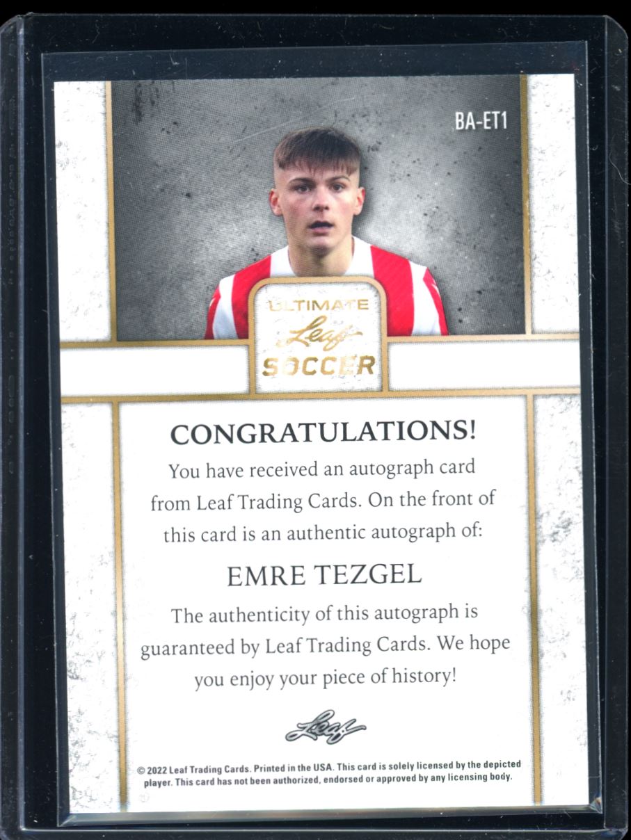 Emre Tezgel 1/5 2022 Leaf Ultimate Soccer Autograph Card # BA-ET1