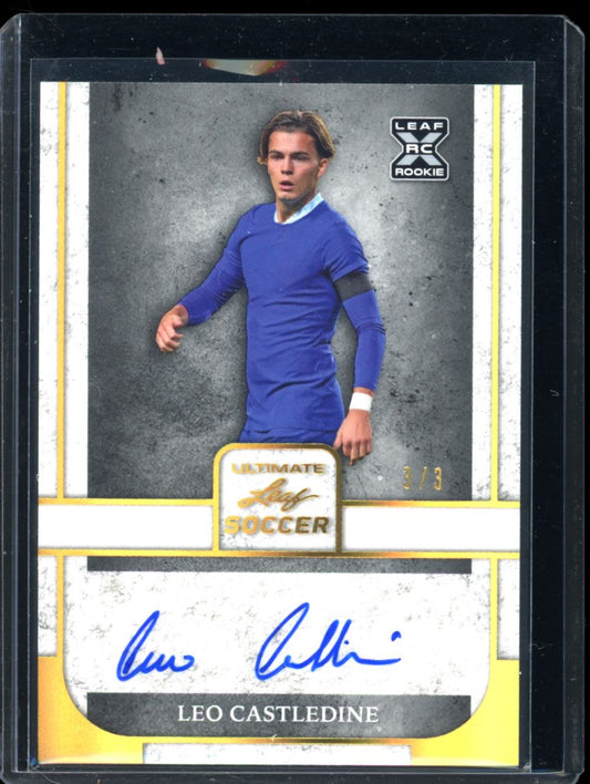 Leo Castledine 3 /3 2022 Leaf Ultimate Soccer Autograph Card # BA-LC2