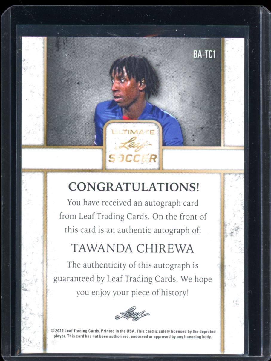 Tawanda Chirewa 1/5 2022 Leaf Ultimate Soccer Autograph Card # BA-TC1