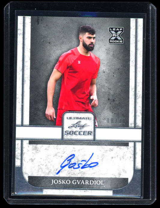 Josko Gvardiol Silver 18/18 Bookend 2022 Leaf Ultimate Soccer Rookie Autograph Card # BA-JG4