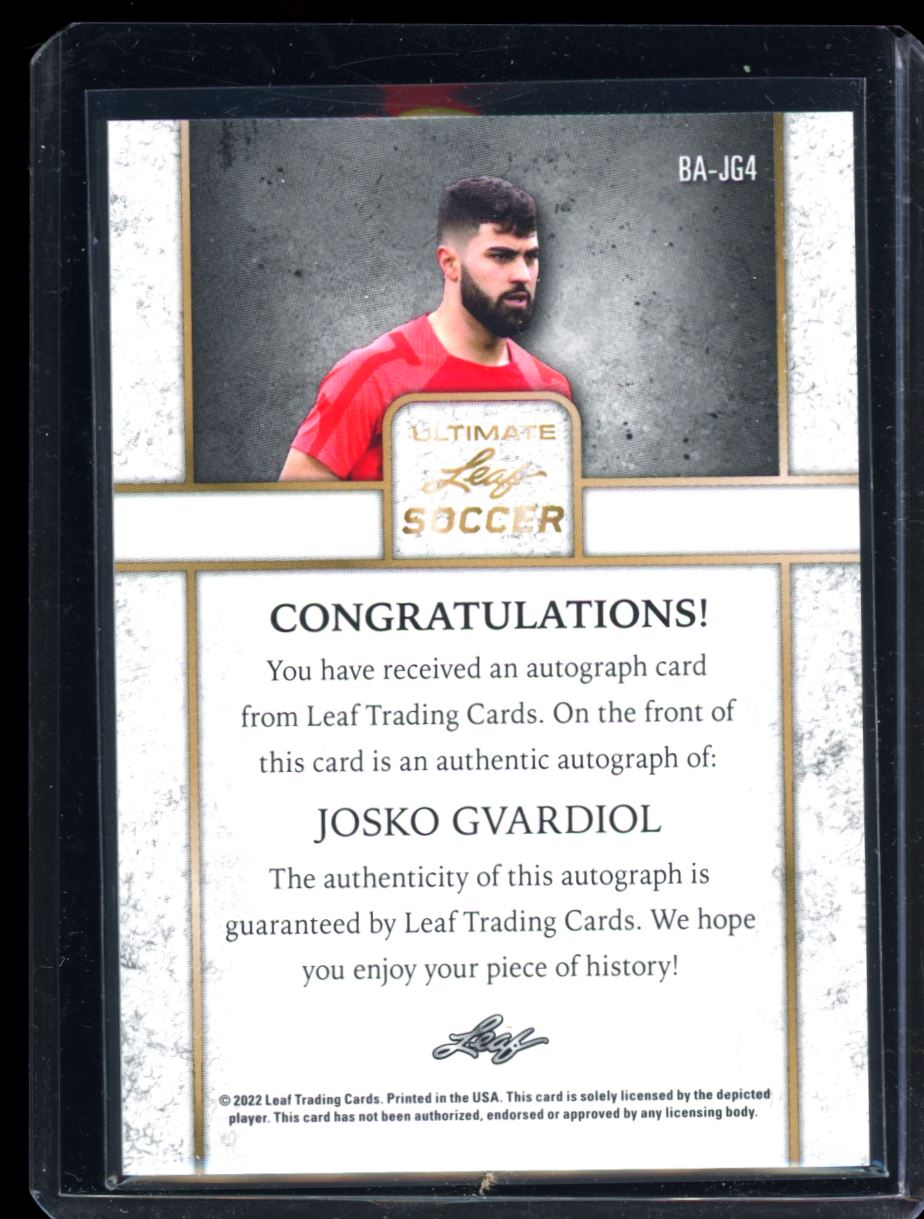 Josko Gvardiol Silver 18/18 Bookend 2022 Leaf Ultimate Soccer Rookie Autograph Card # BA-JG4