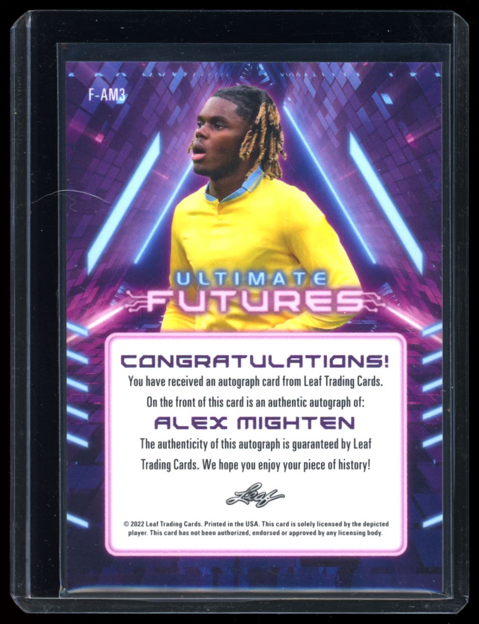 Alex Mighten Ultimate Futures 3/10 2022 Leaf Ultimate Soccer Autograph Card # F-AM3