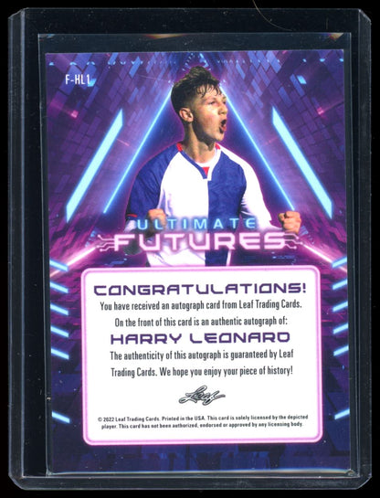 Harry Leonard Ultimate Futures 5/5 2022 Leaf Ultimate Soccer Autograph Card # F-HL1