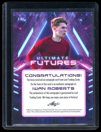 Iwan Roberts Ultimate Futures 1/3 2022 Leaf Ultimate Soccer Autograph Card # F-IR1