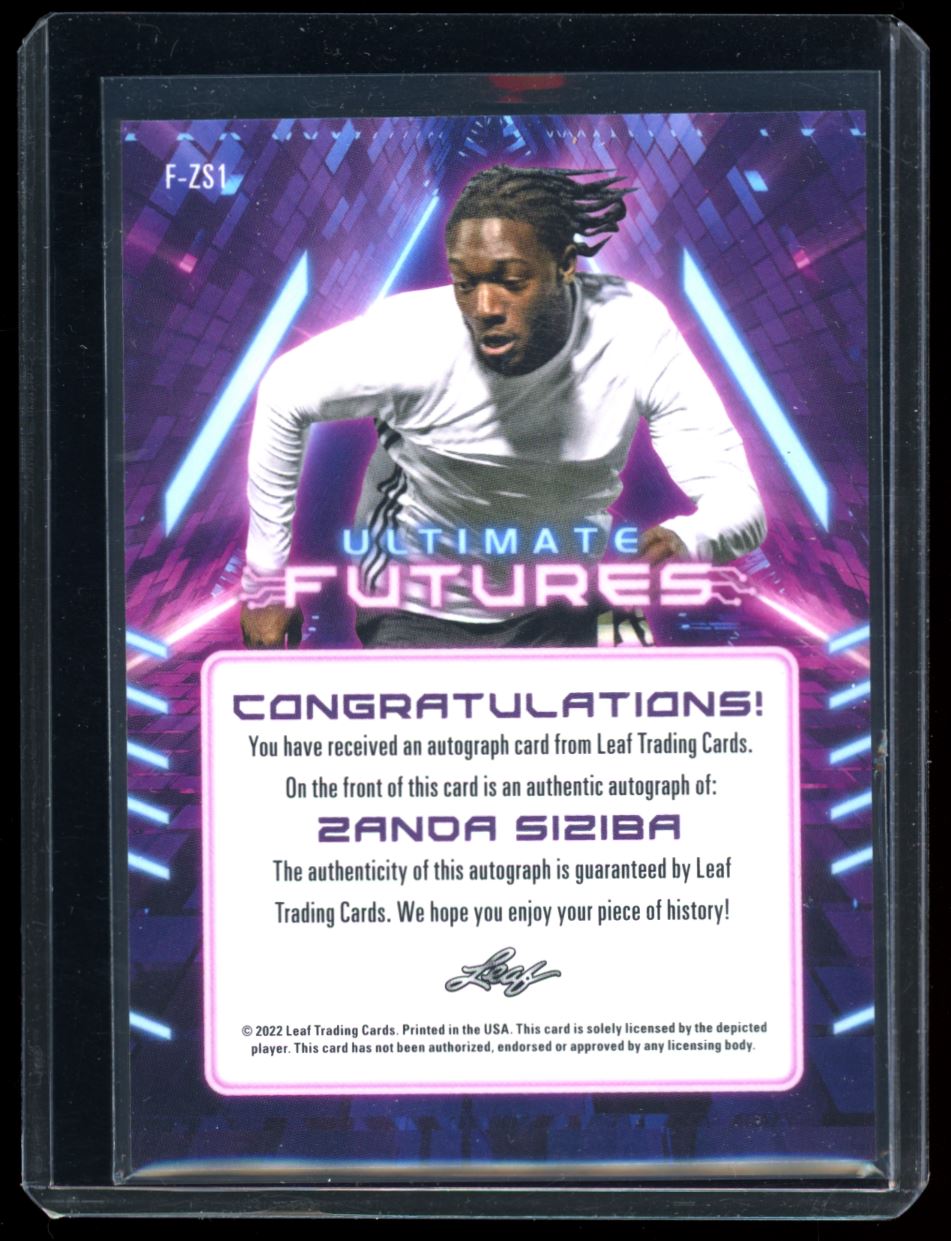 Zanda Siziba Ultimate Futures 2/3 2022 Leaf Ultimate Soccer Autograph Card # F-ZS1