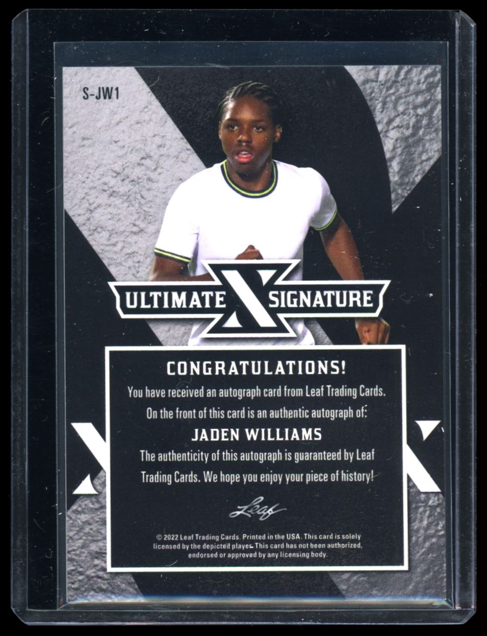 Jaden Williams Ultimate Signatures 2/3 2022 Leaf Ultimate Soccer Autograph Card # S-JW1