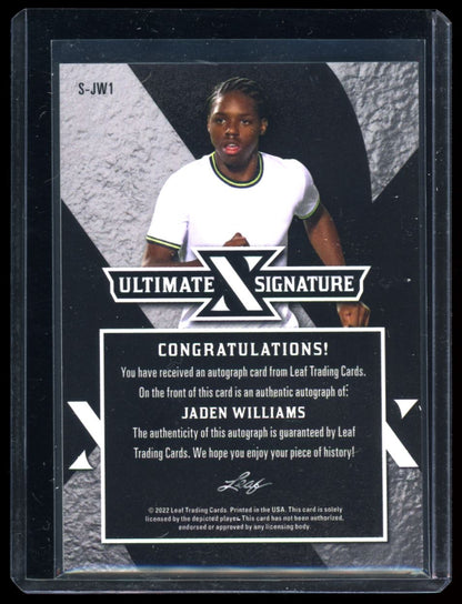 Jaden Williams Ultimate Signatures 2/3 2022 Leaf Ultimate Soccer Autograph Card # S-JW1