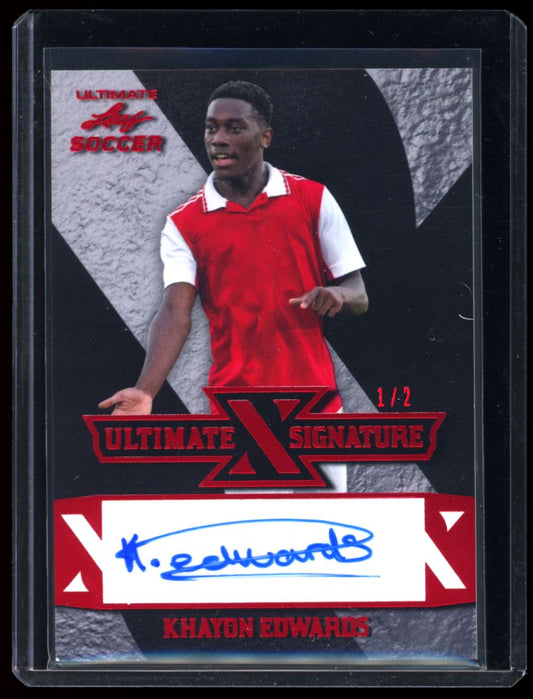 Khayon Edwards Ultimate Signatures 1/2 2022 Leaf Ultimate Soccer Autograph Card # S-KE1