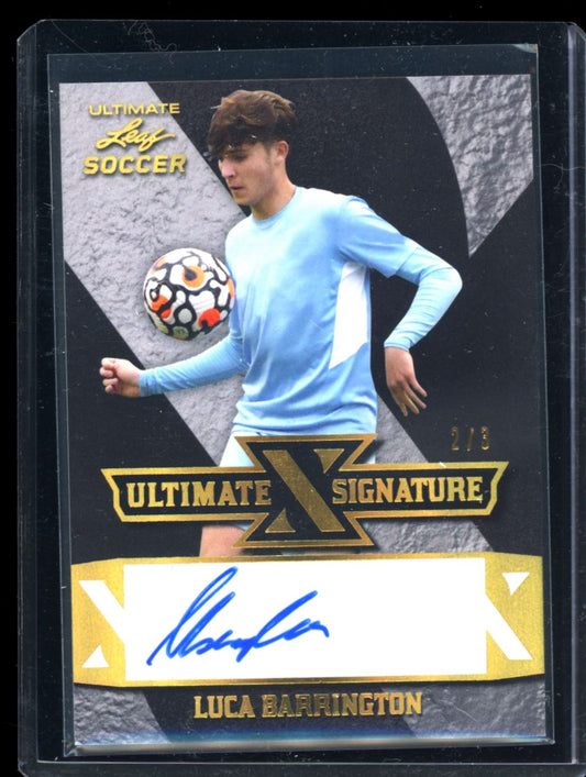 Luca Barrington Ultimate Signatures 2/3 2022 Leaf Ultimate Soccer Autograph Card # S-LB1