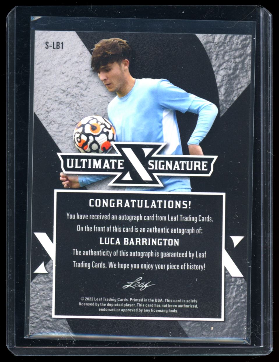 Luca Barrington Ultimate Signatures 2/3 2022 Leaf Ultimate Soccer Autograph Card # S-LB1