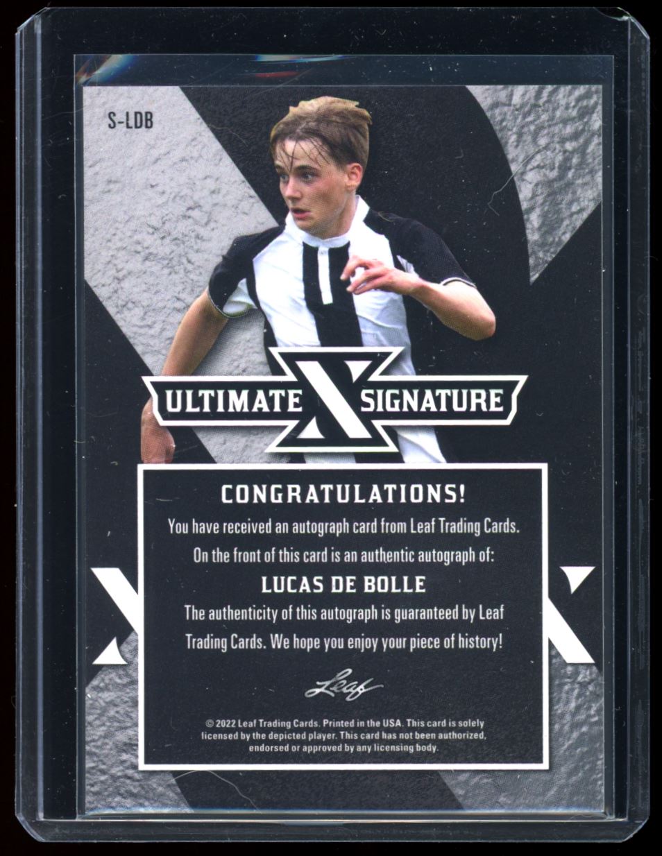 Lucas De Bolle Ultimate Signatures 3/3 2022 Leaf Ultimate Soccer Autograph Card # S-LDB