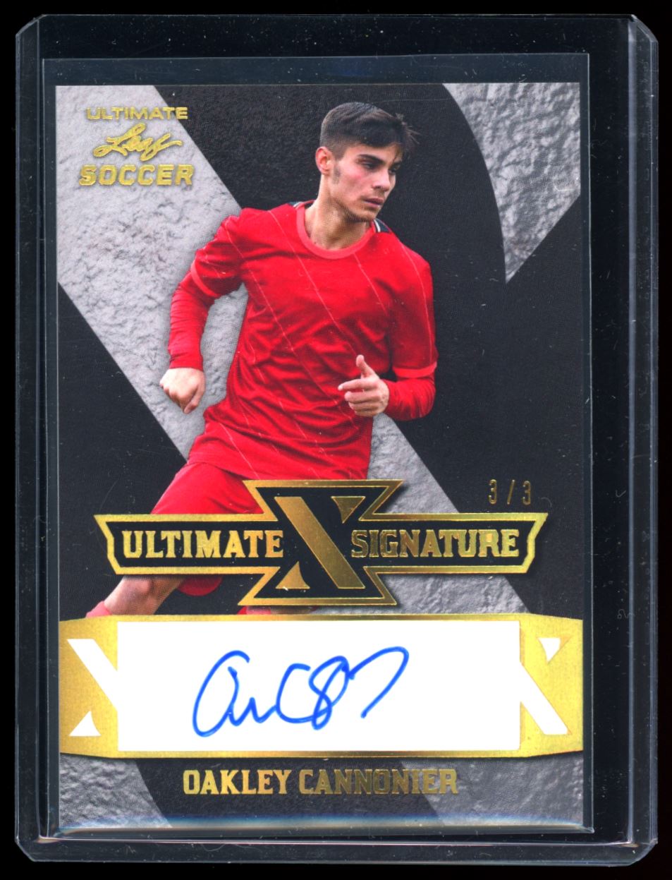 Oakley Cannonier Ultimate Signatures 3/3 2022 Leaf Ultimate Soccer Autograph Card # S-OC1