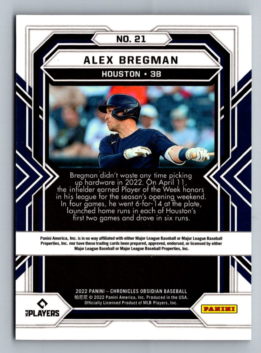 Alex Bregman (b) 2022 Panini Chronicles Obsidian Card # 21