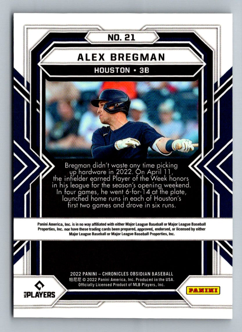 Alex Bregman 2022 Panini Chronicles Obsidian Card # 21