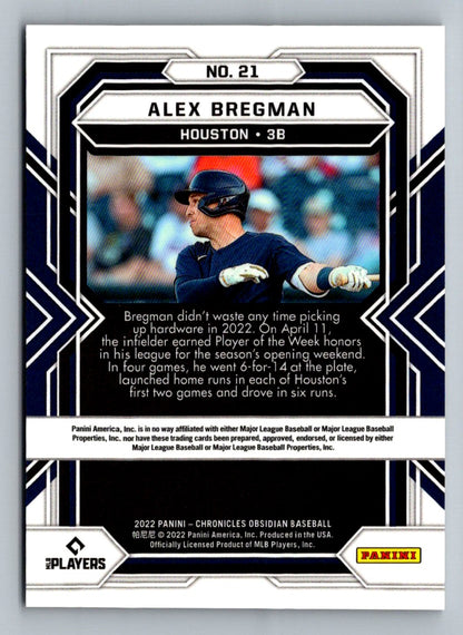 Alex Bregman 2022 Panini Chronicles Obsidian Card # 21