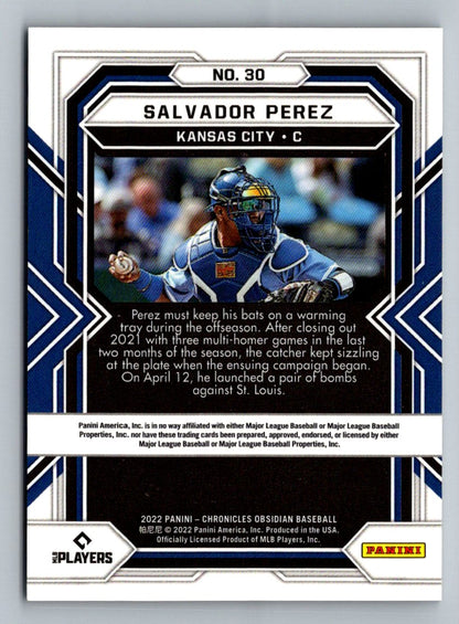 Salvador Perez 2022 Panini Chronicles Obsidian Card # 30