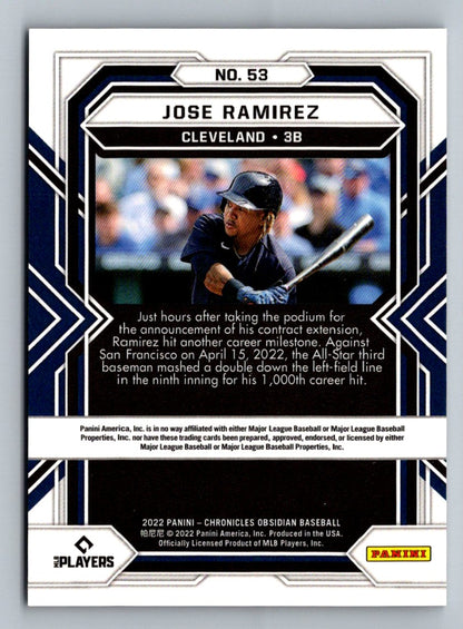 Jose Ramirez (b) 2022 Panini Chronicles Obsidian Card # 53