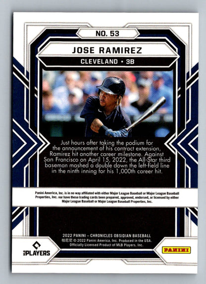 Jose Ramirez (c) 2022 Panini Chronicles Obsidian Card # 53