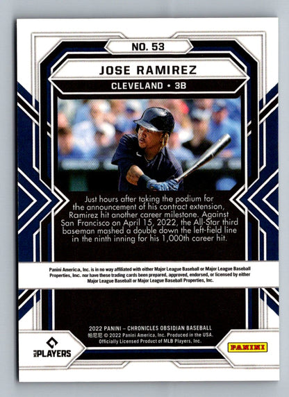 Jose Ramirez 2022 Panini Chronicles Obsidian Card # 53