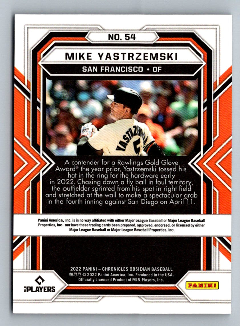 Mike Yastrzemski 2022 Panini Chronicles Obsidian Card # 54