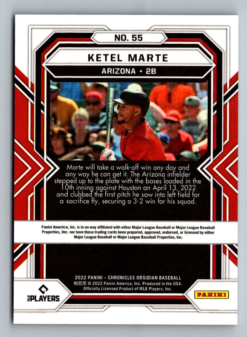 Ketel Marte (b) 2022 Panini Chronicles Obsidian Card # 55