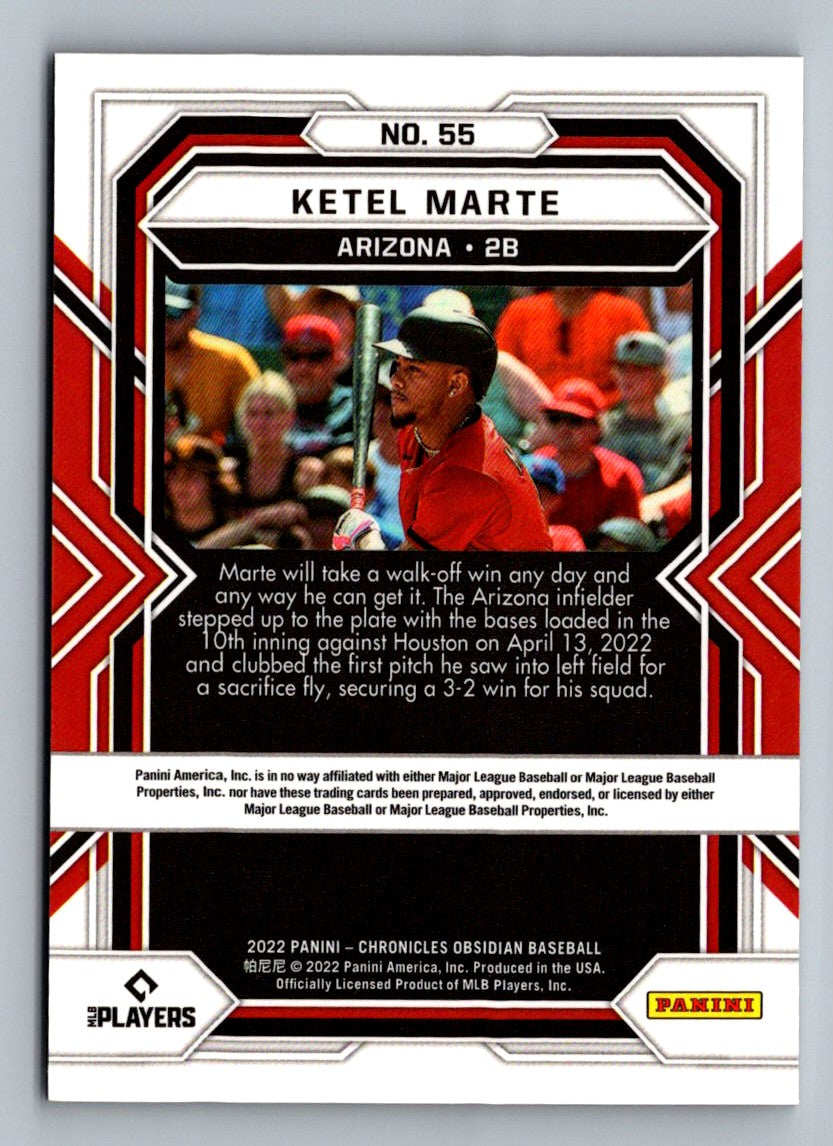 Ketel Marte 2022 Panini Chronicles Obsidian Card # 55