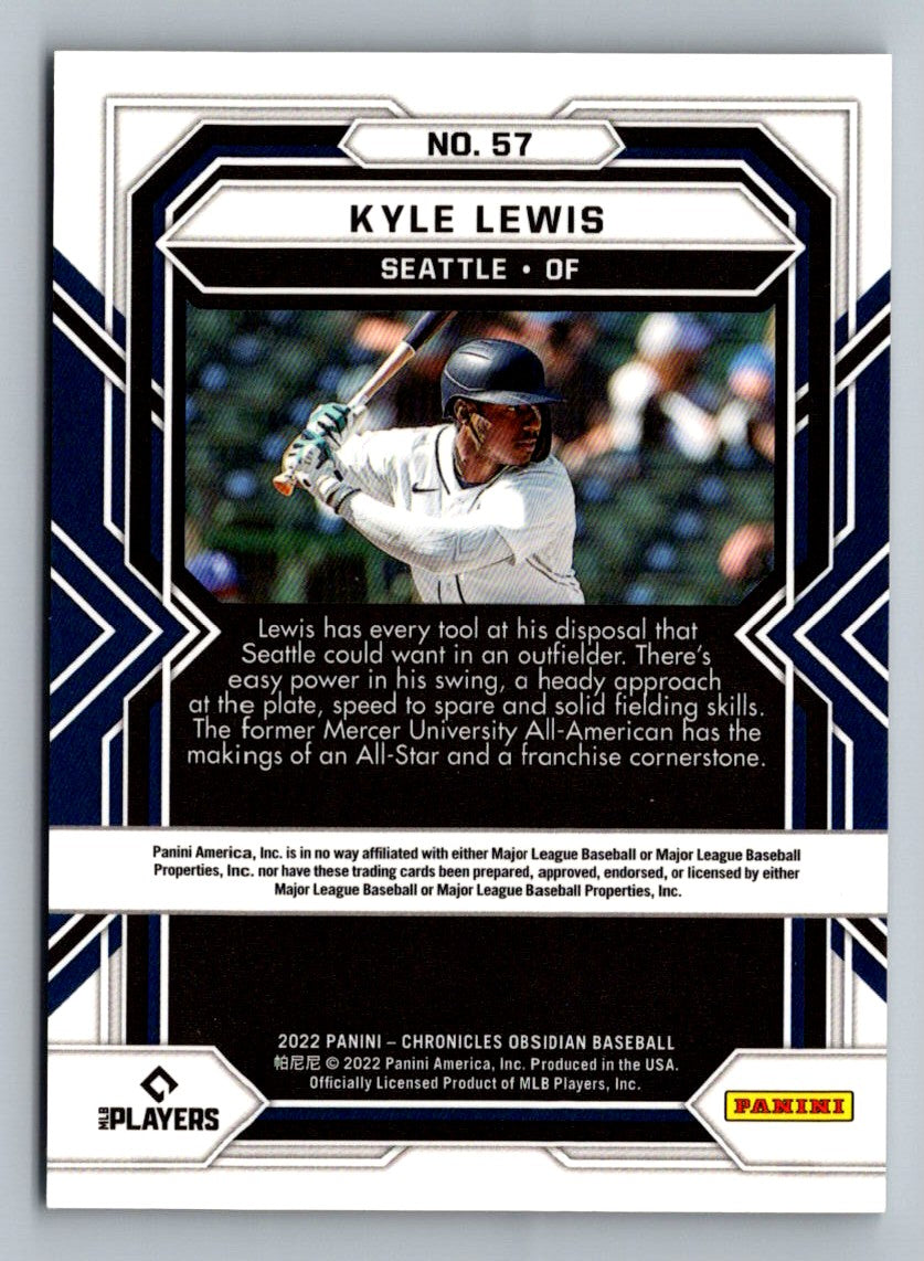 Kyle Lewis 2022 Panini Chronicles Obsidian Card # 57 – Veteran Trading Cards