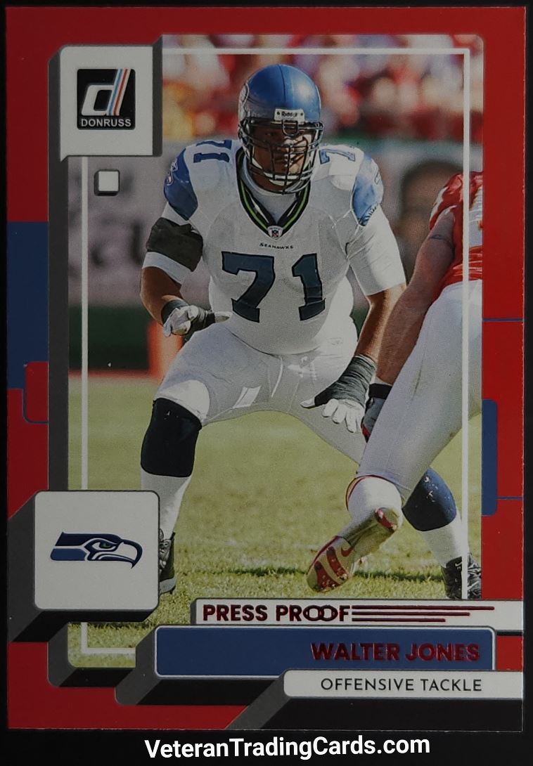 Walter Jones 2022 Panini Donruss Football Red Press Proof Card # 38