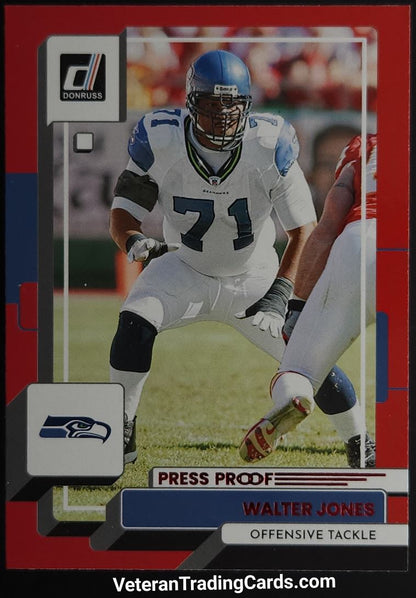 Walter Jones 2022 Panini Donruss Football Red Press Proof Card # 38