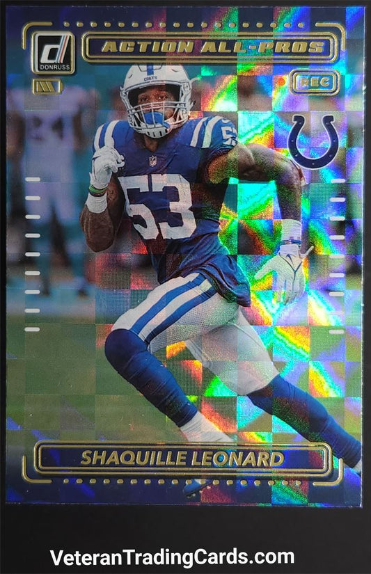 Shaquille Leonard Action All-Pros 2022 Panini Donruss Football Card # AP-18