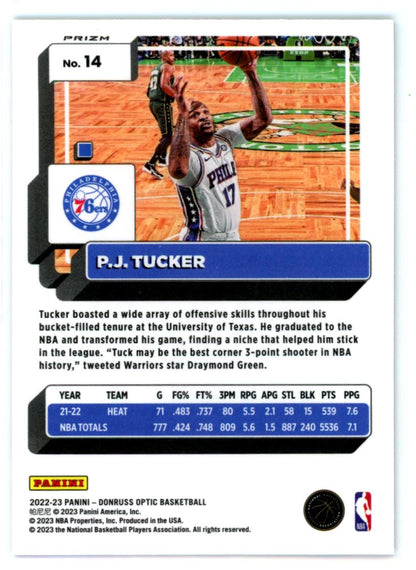 PJ Tucker Purple Shock Prizm 2022 Panini Donruss Optic Card # 14