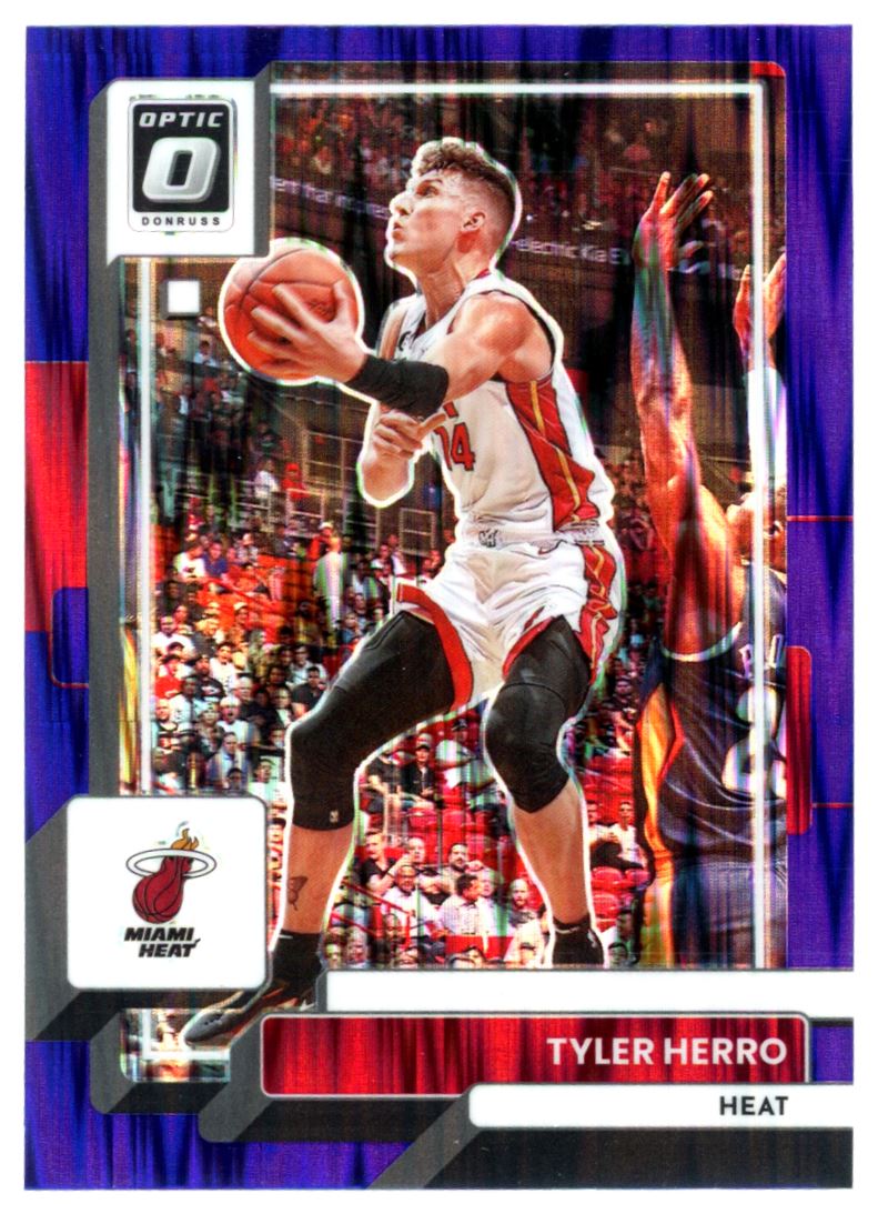 Tyler Herro Purple Shock Prizm 2022 Panini Donruss Optic Card # 151